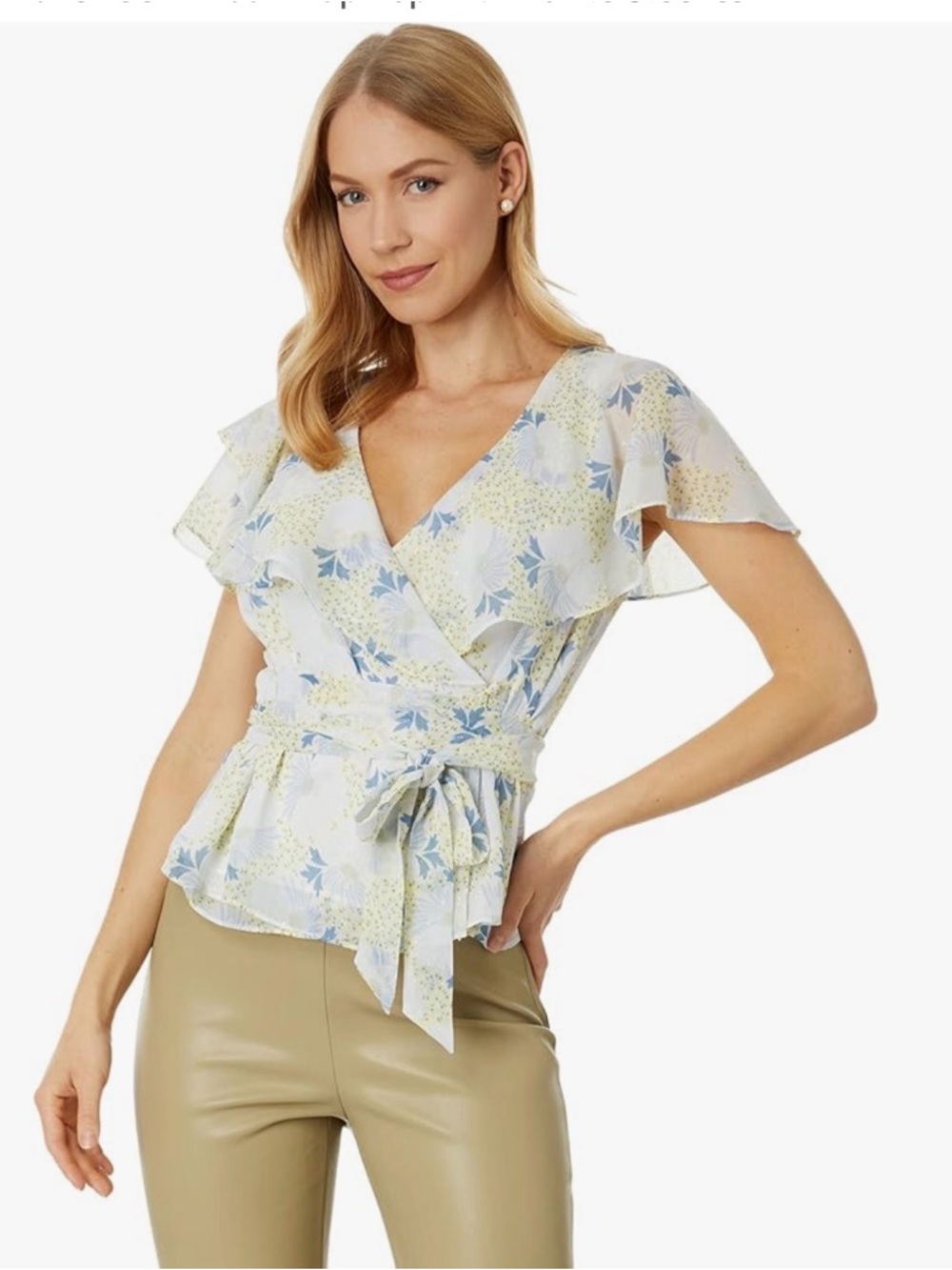 Ted Baker Ruffle Wrap Blouse Women's Size 1 NEW